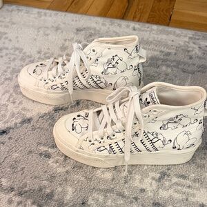 Adidas Moomin White Graphic High-Top Sneakers